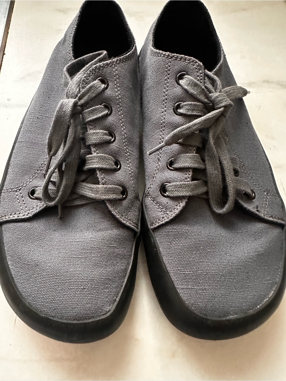 Bohempia Gray Hemp Canvas Lace-Up Sneakers  Made In EU barefoot 39 (8) Regular